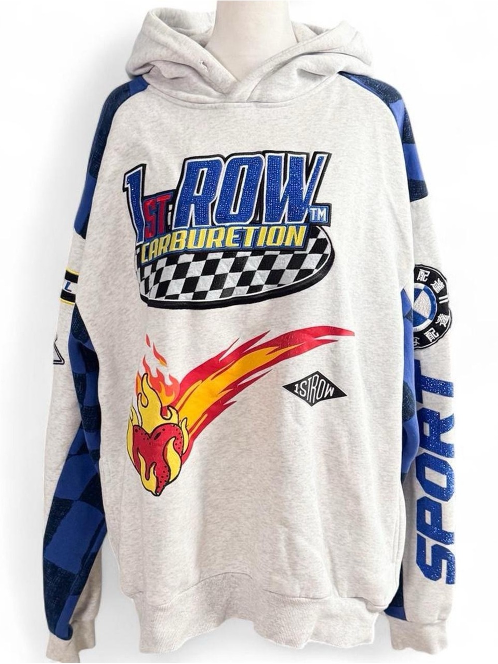 First Row Racing Motorsport Hoodie XL Gray Graphic Pullover Sweatshirt